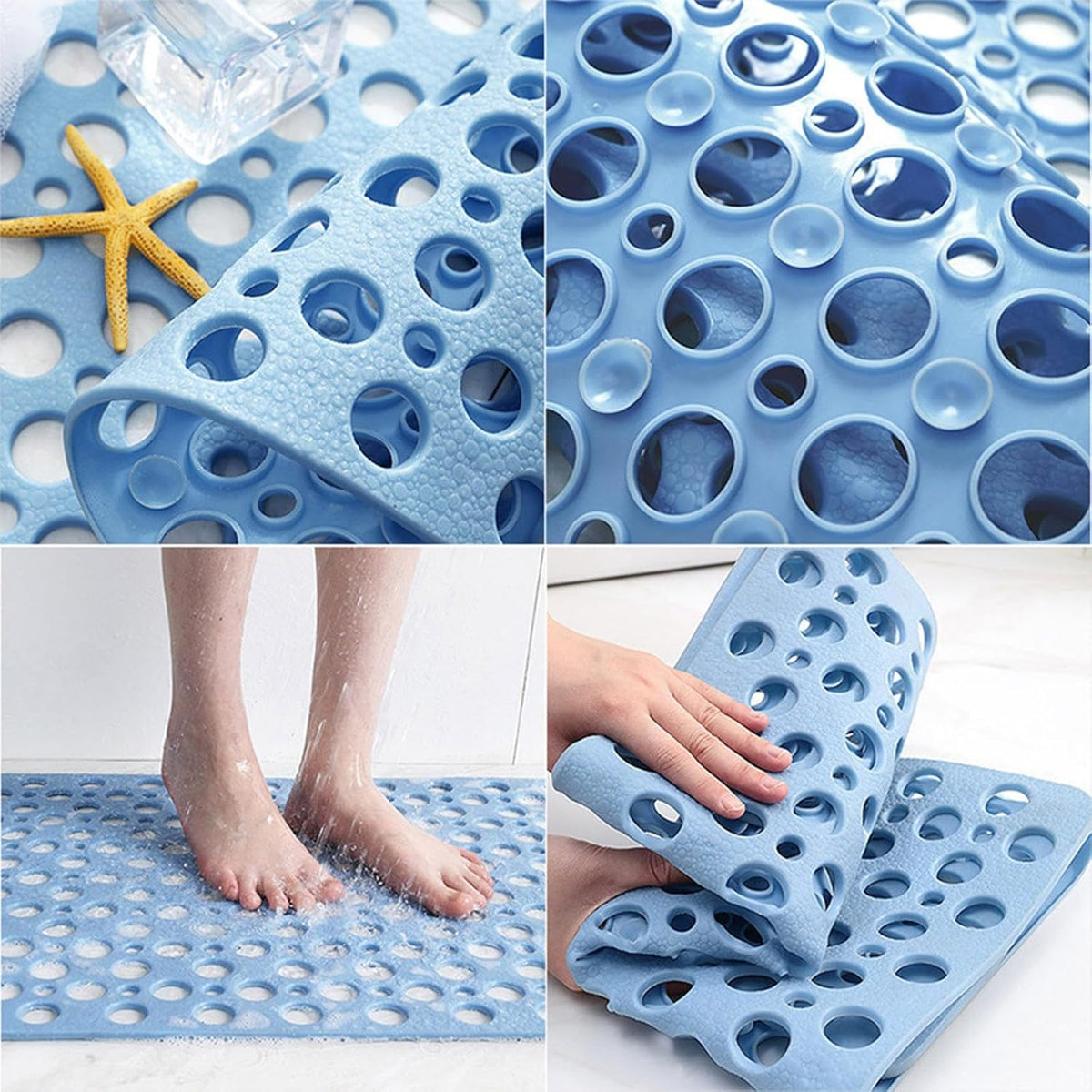 Bathroom Mats, 28 X 15 Inches Large Machine Washable Non Slip Easy Clean Bath Mat Set with Suction Cups and Drain Holes,Durable Pink Bath Mat for Inside Shower Floor,Home,Bathroom,Bathtub