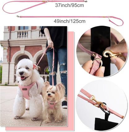 XXS Puppy Harness and Leash Set, Pink, XXS (2.2–6 lbs)