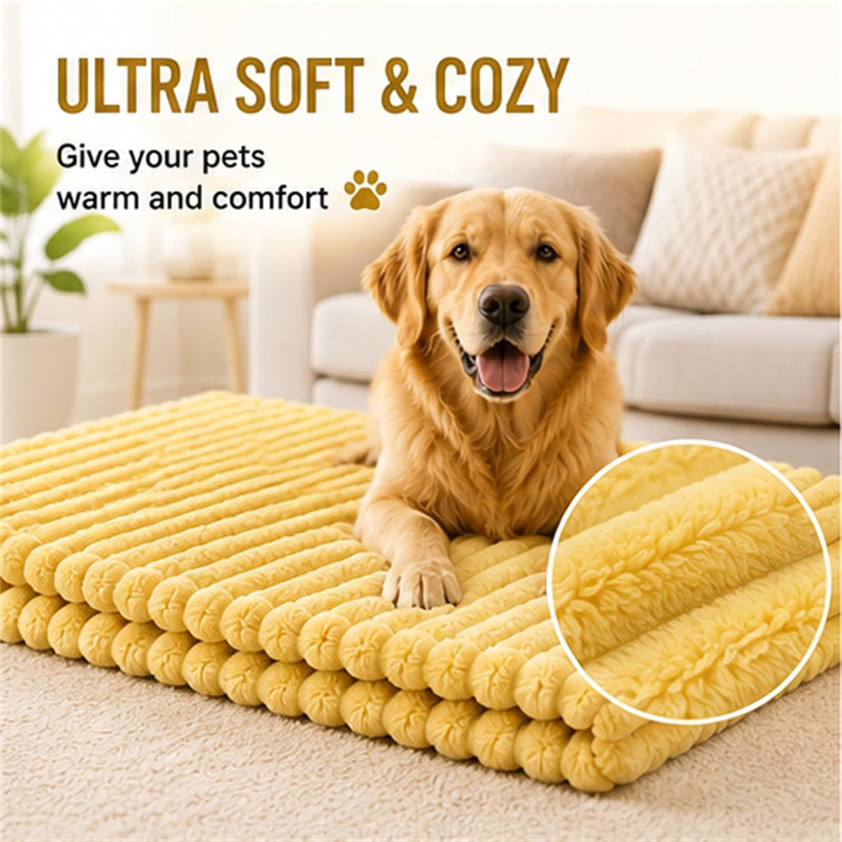 Calming Dog Blanket, Yellow Dog Blanket, Rabbit Hair Plush, Soft and Comfortable for Indoors Sofa, Kennel Couch, Bed, Car Seat (Pink,120x200cm)
