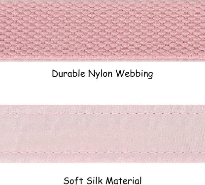 Dog Harness, No-Pull Adjustable Silk Nylon Webbing Pet Harness with Metal Buckle for Medium Dogs Easy Walking, Pink, M