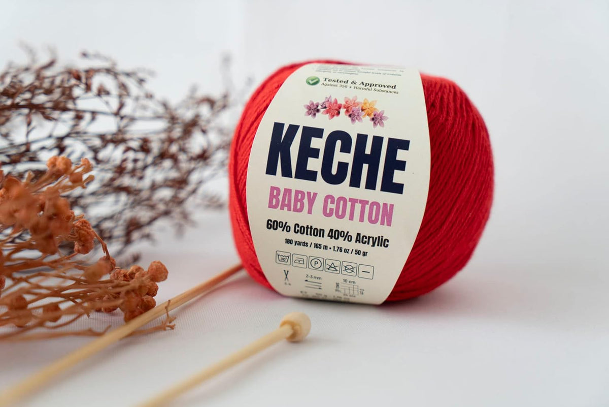 Baby Cotton, 60% Cotton 40% Acrylic Yarn, Soft Cotton Yarn for Crochet and Knitting, Amigurumi Yarn 1 Skein/Ball 1.76 Oz (50g) / 180 Yrds (165m) - Pink
