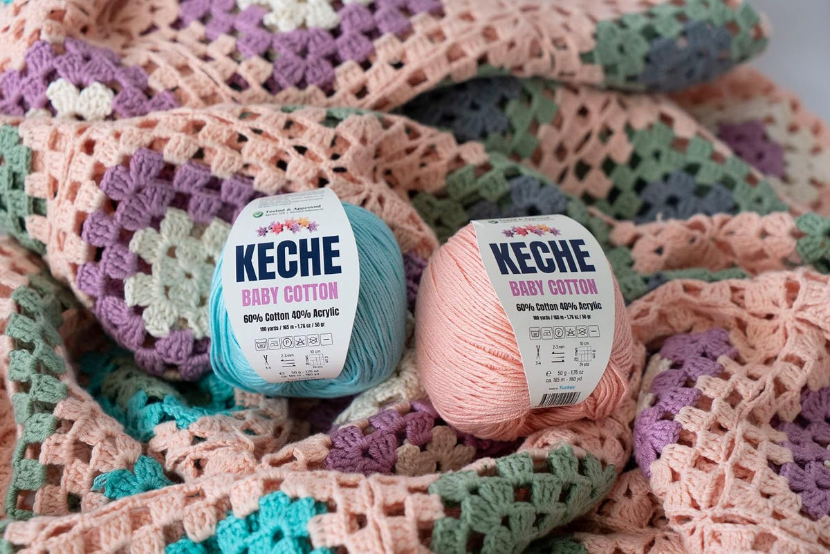 Baby Cotton, 60% Cotton 40% Acrylic Yarn, Soft Cotton Yarn for Crochet and Knitting, Amigurumi Yarn 1 Skein/Ball 1.76 Oz (50g) / 180 Yrds (165m) - Pink