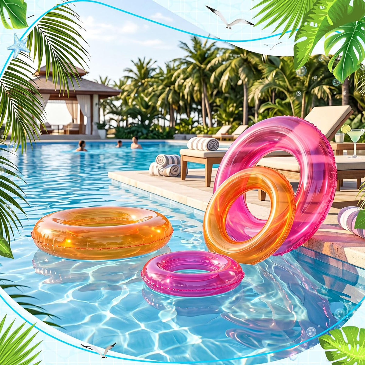 8Pcs Transparent Inflatable Pool Float Adult Swim