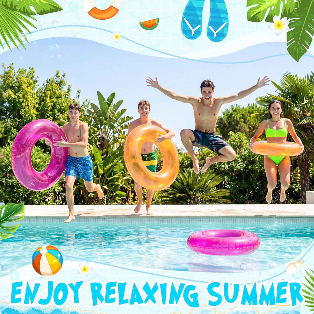 8Pcs Transparent Inflatable Pool Float Adult Swim