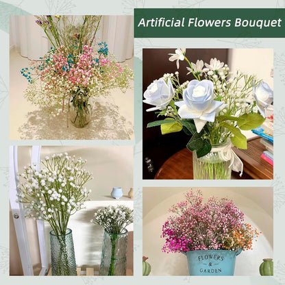 Pink Babys Breath Artificial Flowers, 6 Bunches UV Resistant Fake Flowers for Vase, 20.5 Inch Real Touch Gypsophila Bouquet Faux Babys Breath for Home Party, Table Centerpieces, Floral Arrangements