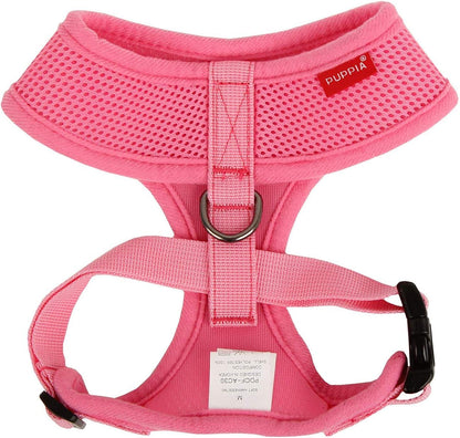 Soft Dog Harness No Choke Over-The-Head Triple Layered Breathable Mesh Adjustable Chest Belt and Quick-Release Buckle, Pink, Large
