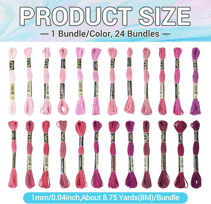210 Yards Handmade 6-Ply Polyester Embroidery Floss Pink Crewel Cross Stitch Threads 1mm Embroidery Thread Bulk for Jewelry Making Sewing Holiday Decorations Crafts DIY Projects
