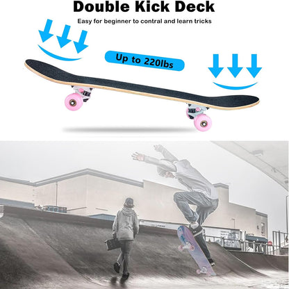 Skateboard,31 x 8 inch Complete Skateboards for Beginners,8 Layer Maple Concave Cruiser Trick Skate Board for Kids,Teens,Adults