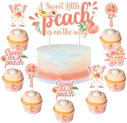 Peach Baby Shower Decorations 25pcs A Sweet Little Peach Is On the Way Cake Toppers Sweet As A Peach Baby Shower Cake Decors One Sweet Peach Decors Fruit Theme Party Supplies for Girl