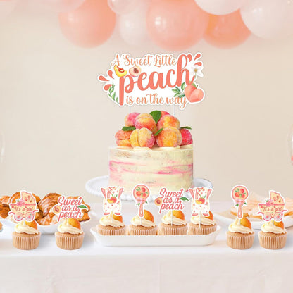 Peach Baby Shower Decorations 25pcs A Sweet Little Peach Is On the Way Cake Toppers Sweet As A Peach Baby Shower Cake Decors One Sweet Peach Decors Fruit Theme Party Supplies for Girl