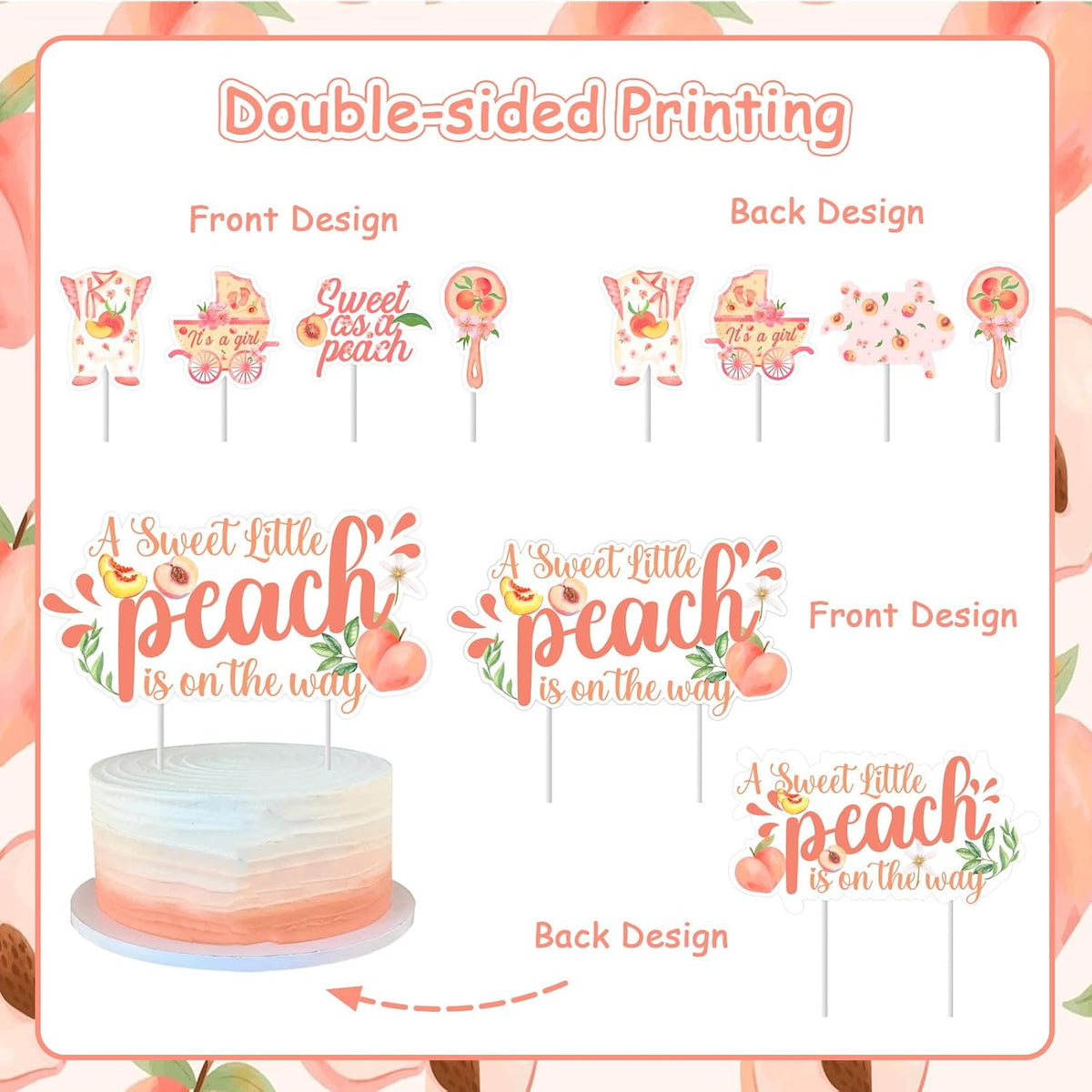 Peach Baby Shower Decorations 25pcs A Sweet Little Peach Is On the Way Cake Toppers Sweet As A Peach Baby Shower Cake Decors One Sweet Peach Decors Fruit Theme Party Supplies for Girl