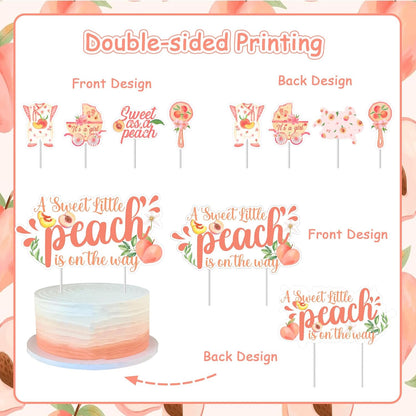 Peach Baby Shower Decorations 25pcs A Sweet Little Peach Is On the Way Cake Toppers Sweet As A Peach Baby Shower Cake Decors One Sweet Peach Decors Fruit Theme Party Supplies for Girl
