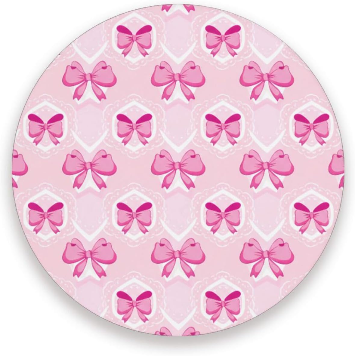 Light Pink Bows Coaster, Absorbent Drink Coaster Set of 2, Table Coasters for Decor