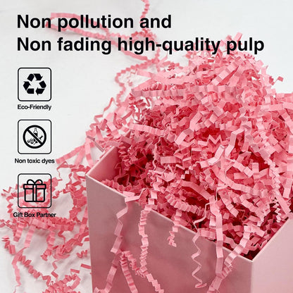200g(7oz) Crinkle Paper Filler for Gift Baskets Box Paper Shreds Decoration for Mother's Day, Weddings, Christmas(Pink)