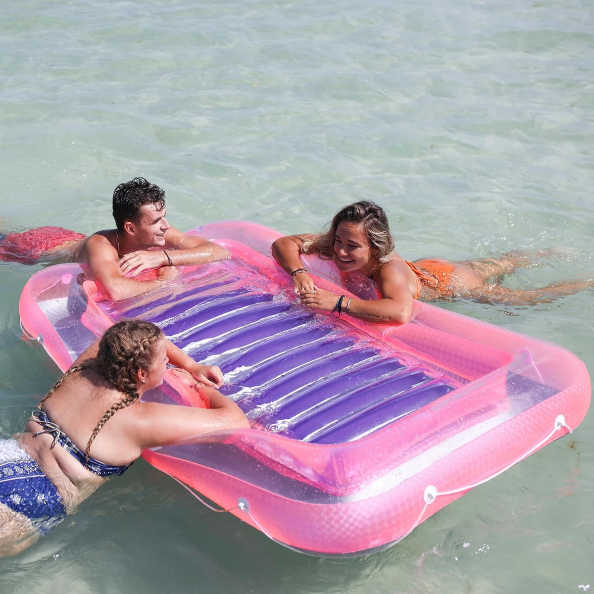 Original Suntan Tub Series Classic Inflatable Tanning Float Floating Lounge | Personal Tan Pool Hybrid Lounger | Adjustable Pillow | Fill with Water | Reflective Tanning Design