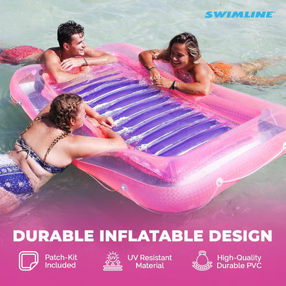Original Suntan Tub Series Classic Inflatable Tanning Float Floating Lounge | Personal Tan Pool Hybrid Lounger | Adjustable Pillow | Fill with Water | Reflective Tanning Design