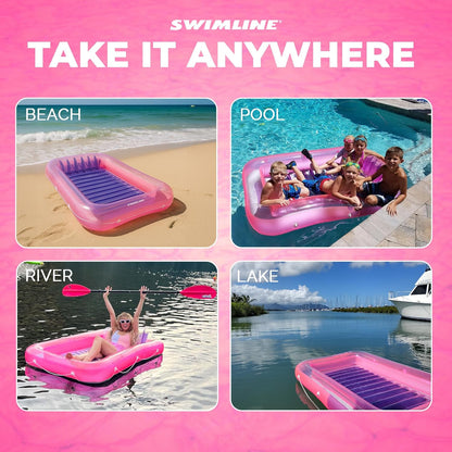 Original Suntan Tub Series Classic Inflatable Tanning Float Floating Lounge | Personal Tan Pool Hybrid Lounger | Adjustable Pillow | Fill with Water | Reflective Tanning Design