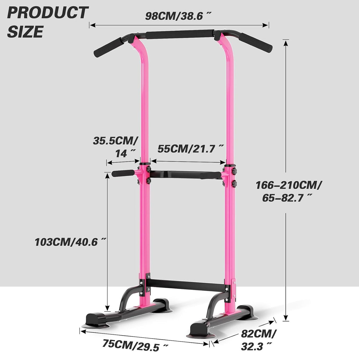 Power Tower Pull Up Bar Station, Free Standing Pull Up Rack Dip Station for Home Gym, Height Adjustable Home Strength Training Fitness Workout Equipment