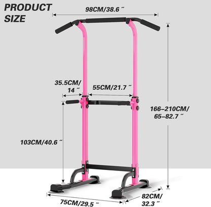 Power Tower Pull Up Bar Station, Free Standing Pull Up Rack Dip Station for Home Gym, Height Adjustable Home Strength Training Fitness Workout Equipment