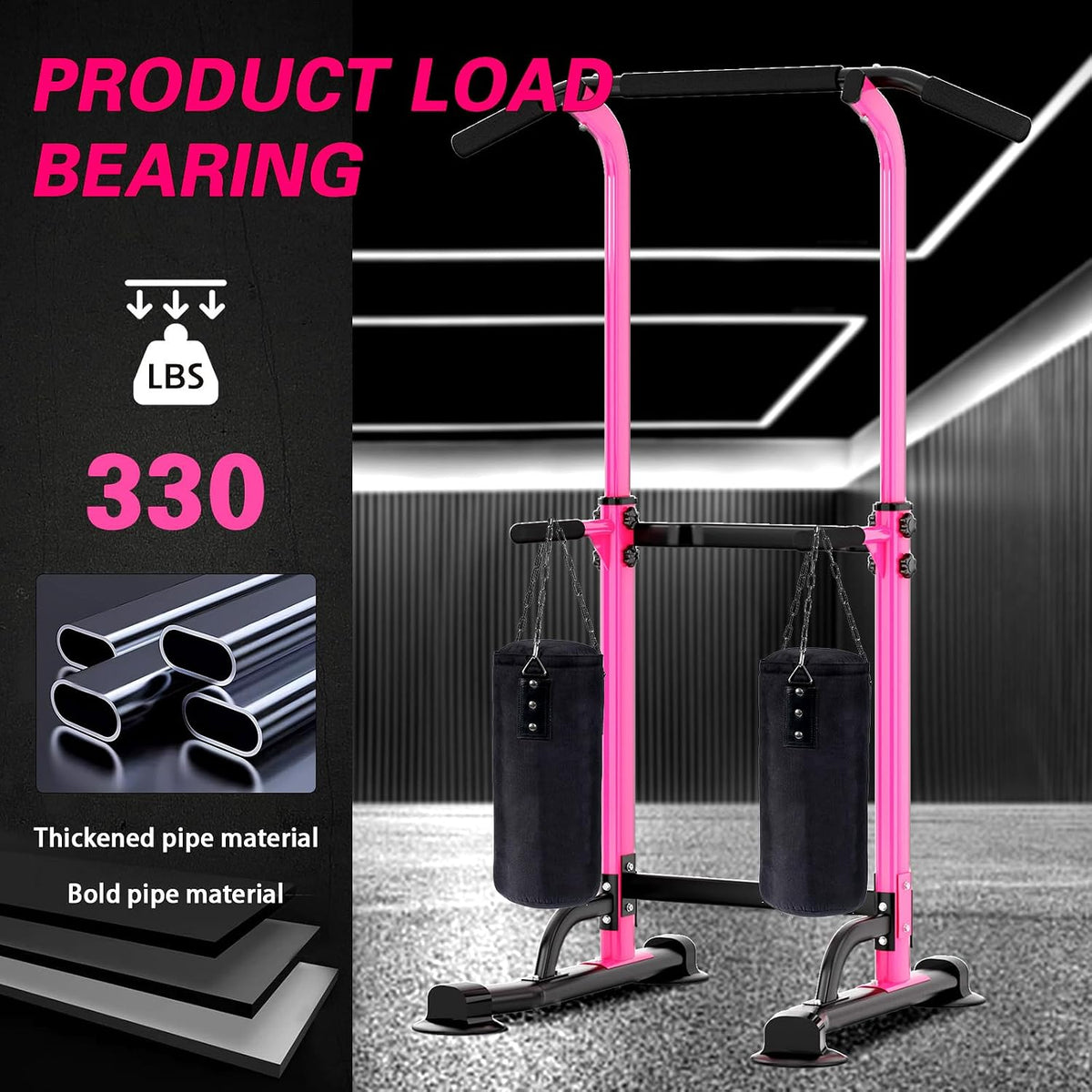 Power Tower Pull Up Bar Station, Free Standing Pull Up Rack Dip Station for Home Gym, Height Adjustable Home Strength Training Fitness Workout Equipment