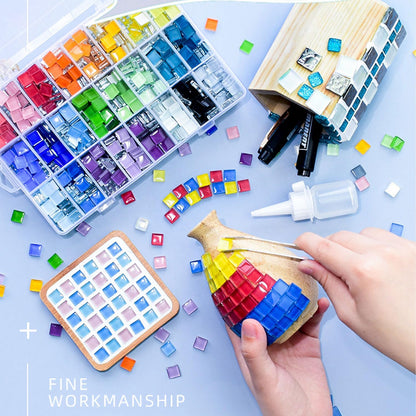 1100pcs Mixed Glass Mosaic Tiles, DIY Mosaic Tiles for Crafts