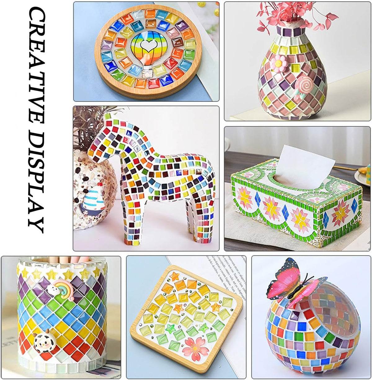 1100pcs Mixed Glass Mosaic Tiles, DIY Mosaic Tiles for Crafts