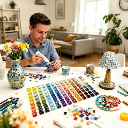 1100pcs Mixed Glass Mosaic Tiles, DIY Mosaic Tiles for Crafts