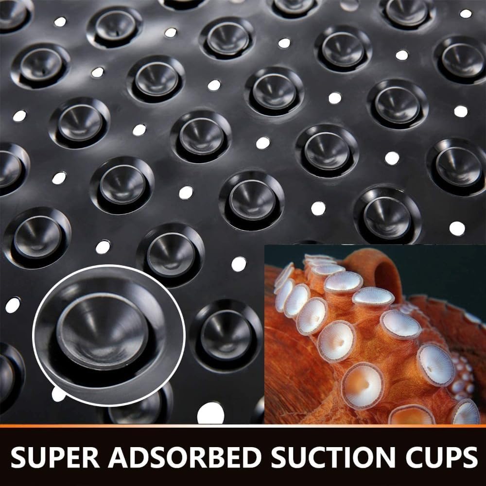 53x53cm Shower Mat Suction Cup PVC Anti Slip Bath Mat Square Shower Floor Pad Non Slip Safety Mat for Bathtub Bathroom Carpet(1x Pink)