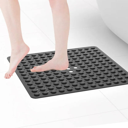 53x53cm Shower Mat Suction Cup PVC Anti Slip Bath Mat Square Shower Floor Pad Non Slip Safety Mat for Bathtub Bathroom Carpet(1x Pink)