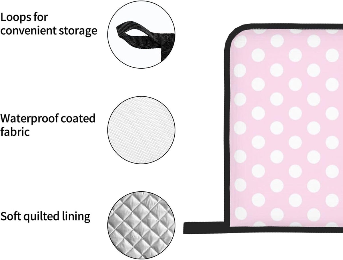 Light Pink Polka Dot Print A Oven Mitts and Pot Holders 4Pcs Set, Heat Resistant Silicone Oven Mitts Pot Holders for Kitchen Cooking Baking, Non-Slip Hot Pads Potholders Gloves