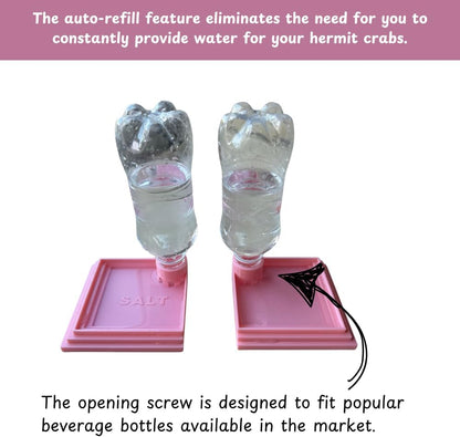 Pack of 2 Self-Refilling Hermit Crab Pools with Salt Marking – 110x110mm （4.5x4.5 in） Hermit Crab Water Bowl, Dishes Ideal for Small Pets – Easy to Use, Durable & Tip-Proof Dish (Cherry Blossom Pink)