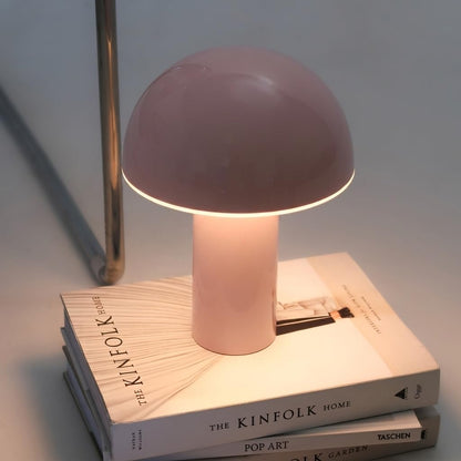 Celia Table Lamp – 10" Touch-Controlled Mushroom Accent Lamp, Cordless & Dimmable LED, Portable & Rechargeable Bedside Night Light, Sustainable Recycled Modern Patio Lamp, Home Décor – Pink