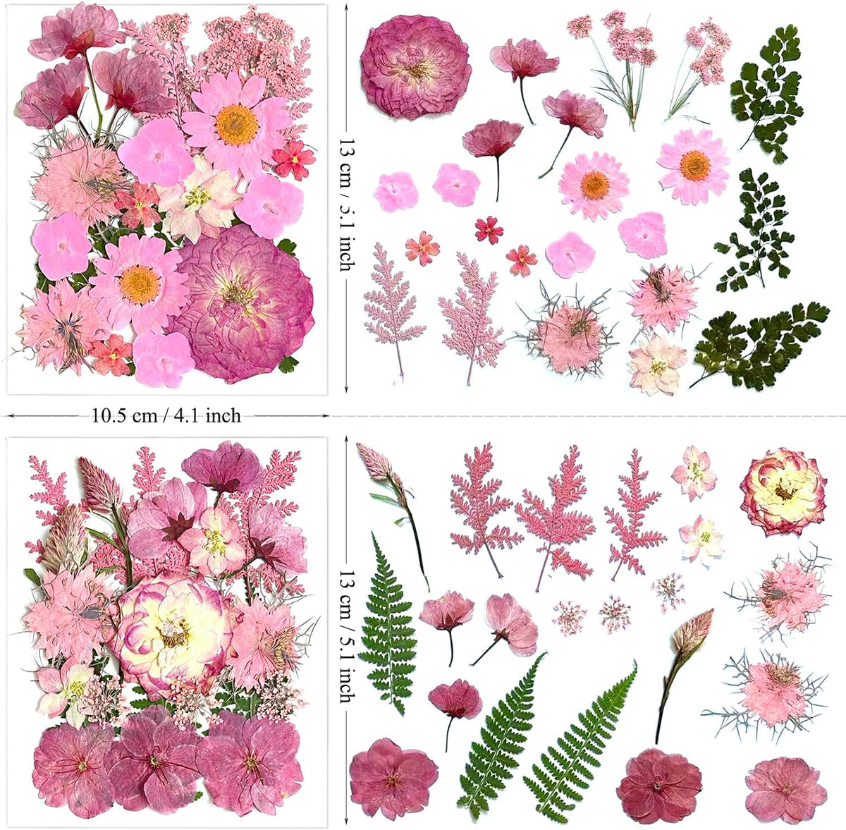 132Pcs Pink Pressed Dried Flowers and Butterfly for Resin Molds, Real Natural Bulk Dry Floral Leaves Stickers for DIY Art Crafts, Jewelry, Candle, Soap Crafts Making