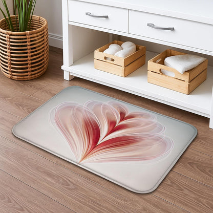 Abstract Floral Quick Dry Bath Mat, Elegant Blush Petals Non Slip Shower Mat, Spring Decorative Flannel Washable Bath Rugs for Bathroom Toilet Restroom 16x24 Inch