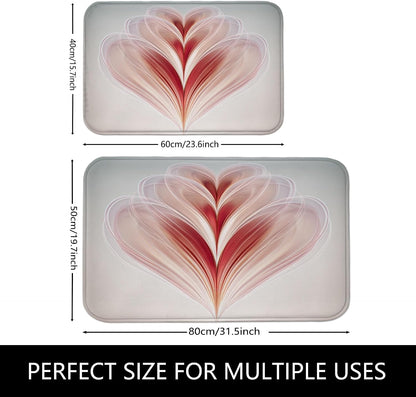 Abstract Floral Quick Dry Bath Mat, Elegant Blush Petals Non Slip Shower Mat, Spring Decorative Flannel Washable Bath Rugs for Bathroom Toilet Restroom 16x24 Inch