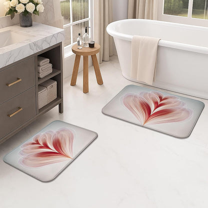 Abstract Floral Quick Dry Bath Mat, Elegant Blush Petals Non Slip Shower Mat, Spring Decorative Flannel Washable Bath Rugs for Bathroom Toilet Restroom 16x24 Inch