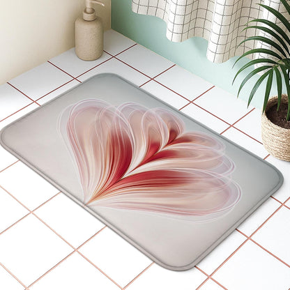 Abstract Floral Quick Dry Bath Mat, Elegant Blush Petals Non Slip Shower Mat, Spring Decorative Flannel Washable Bath Rugs for Bathroom Toilet Restroom 16x24 Inch