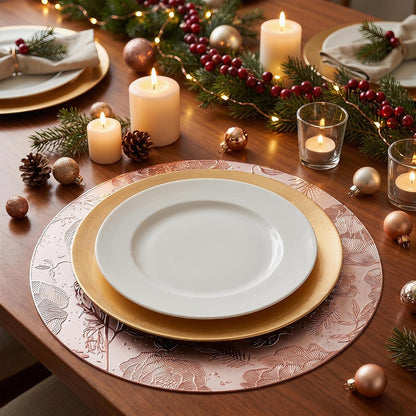 Placemats Set of 6 Plastic Placemats for Kitchen Dining Table Decor Table Placemats Wipeable Floral Table Mat 15inch Pink
