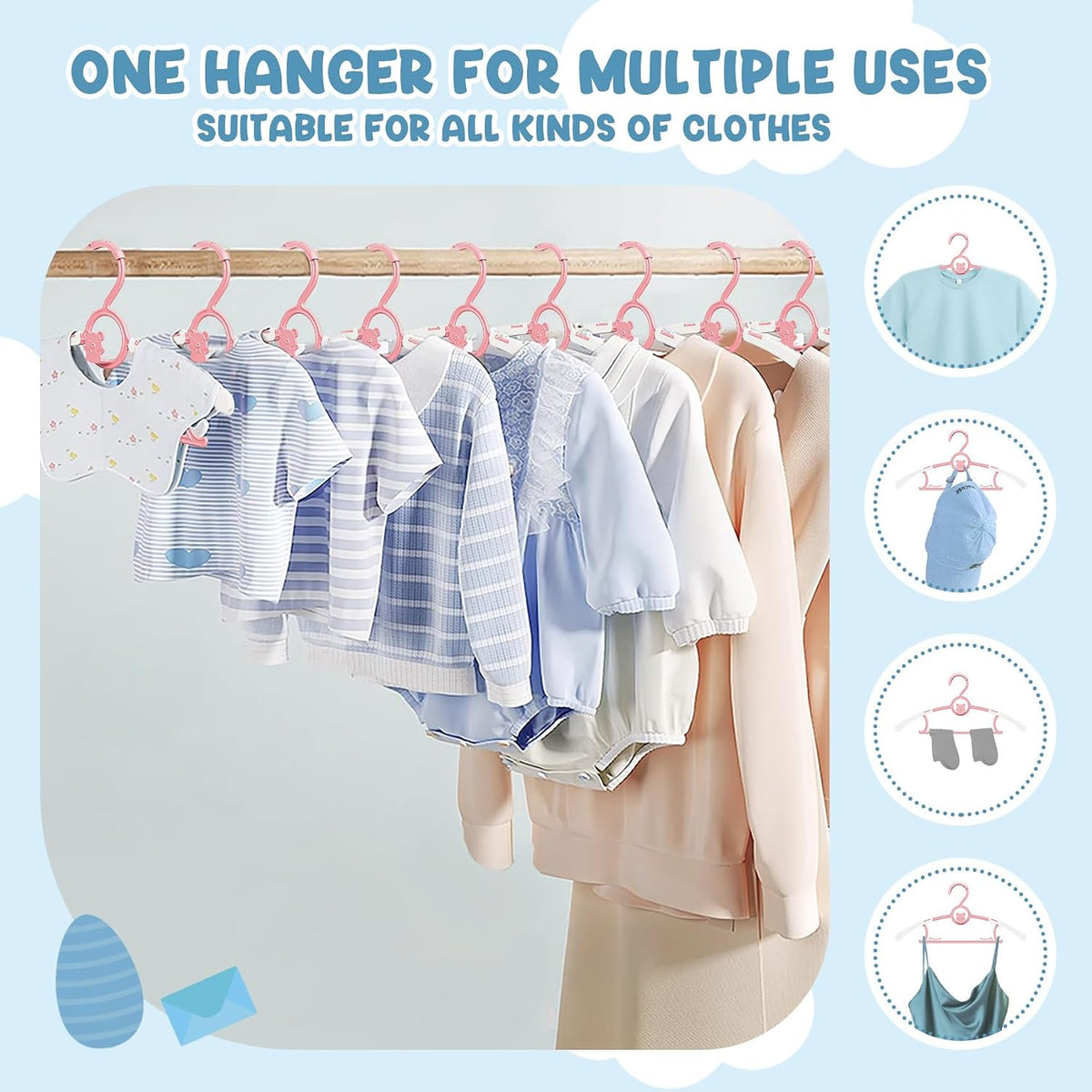 30 Pack Baby Hangers for Nursery Closet, 11-14" Adjustable Kids Hangers