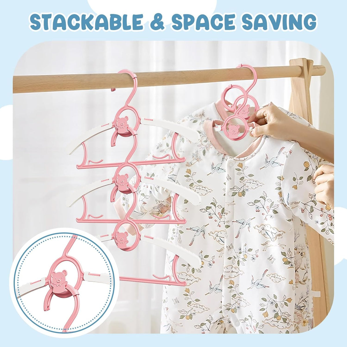 30 Pack Baby Hangers for Nursery Closet, 11-14" Adjustable Kids Hangers