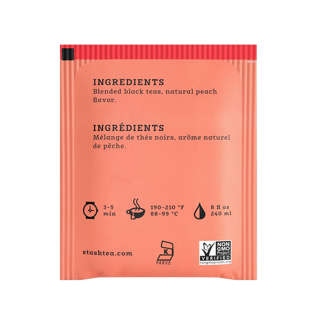Peach Black Tea, Box of 100 Tea Bags (Packaging May Vary)