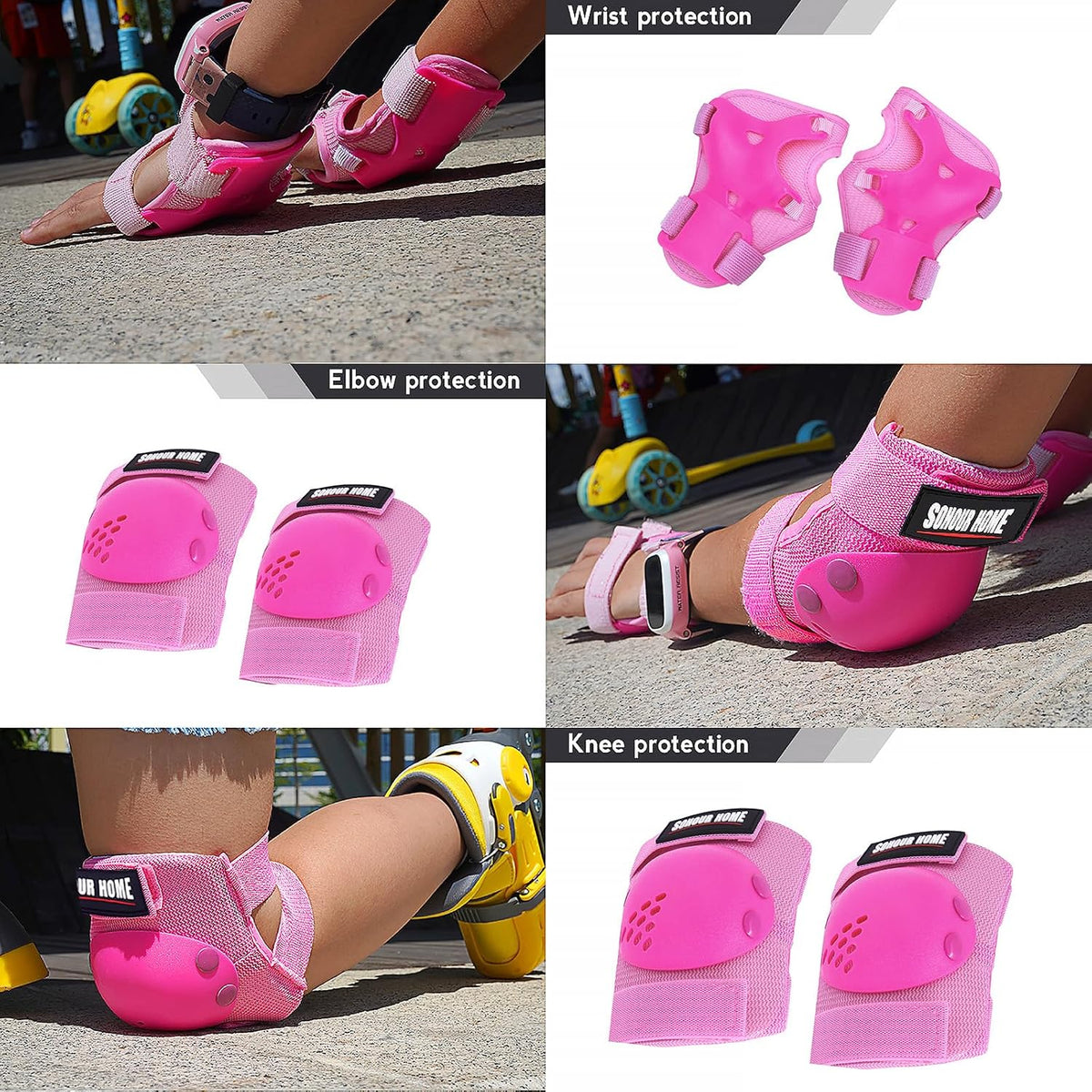 Kids/Youth Knee Pads Elbow Pads Wrist Guards 3 in1Protective Set, for 3-15 Years Child Roller Skates, Cycling, Inline Skating, Skateboard, BMX Bike, Balance Bike, Scooter Riding Sports