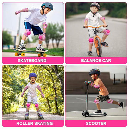 Kids/Youth Knee Pads Elbow Pads Wrist Guards 3 in1Protective Set, for 3-15 Years Child Roller Skates, Cycling, Inline Skating, Skateboard, BMX Bike, Balance Bike, Scooter Riding Sports