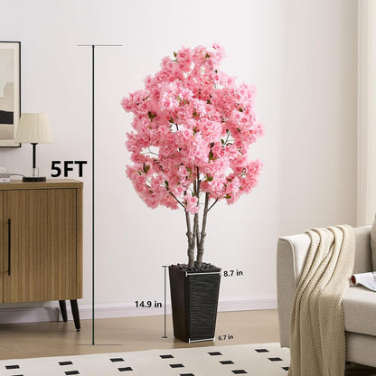 Artificial Cherry Blossom Tree 5FT, Pink Large Fake Plants Indoor