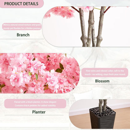 Artificial Cherry Blossom Tree 5FT, Pink Large Fake Plants Indoor