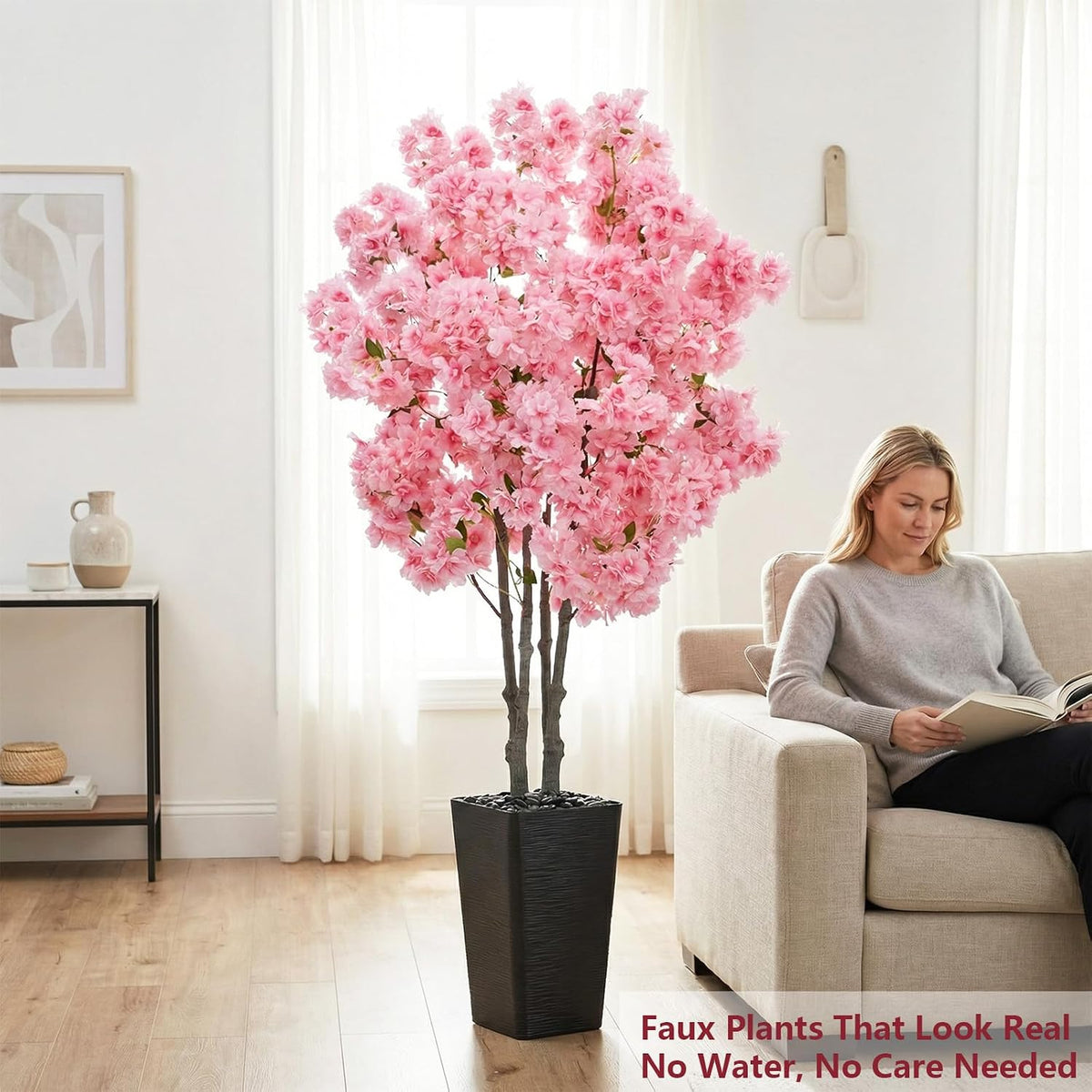 Artificial Cherry Blossom Tree 5FT, Pink Large Fake Plants Indoor