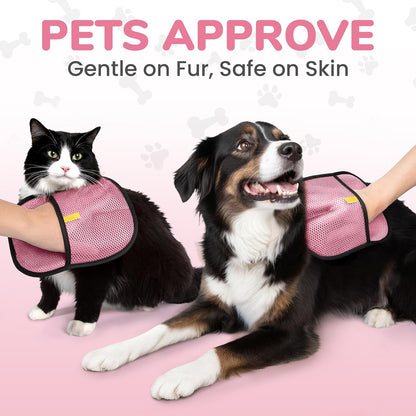 Pet Hair Removal Glove for Cats and Dogs, Electrostatic Magic Brush Pet Hair Remover for Dog Couch, Available in Blue, Purple, Pink, Brown- Perfect for Pet Owners (Pink)