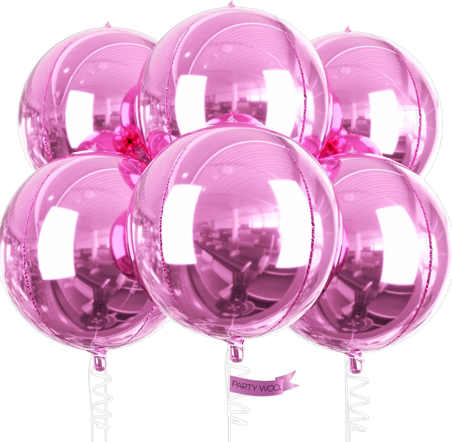 Pearl Pink Large Round Giant 4D Jumbo Foil Balloons 6pcs 22 Inch