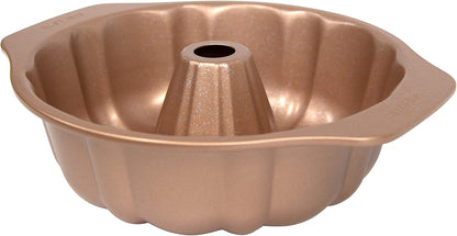 Fluted Cake Pan 9.5-inch (10-Cup) Ceramic Coated NonStick (Rose Gold Granite)