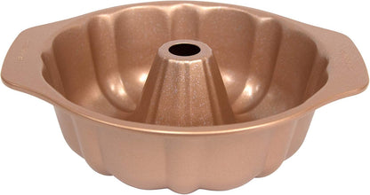 Fluted Cake Pan 9.5-inch (10-Cup) Ceramic Coated NonStick (Rose Gold Granite)